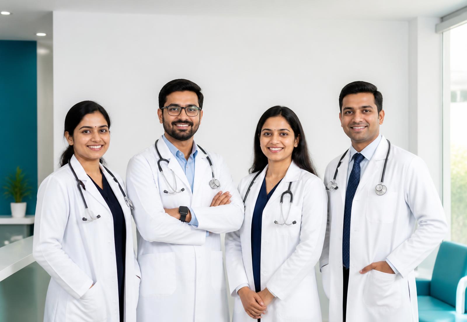 Doctors at Sri Lakshmi Poly Clinic reception in Chamarajanagara